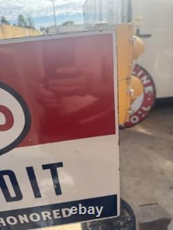 Original Esso Credit Cards Honored Double Sided Porcelain Sign
