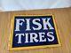 Original Fisk Tires Double Sided Porcelain Flange Sign Rare Advertising Gas Oil