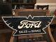 Original Ford Sales And Service Double Sided Porcelain Sign
