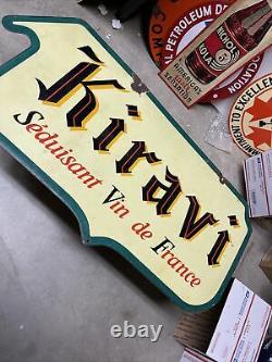 Original French Double-Sided Porcelain Advertising Sign Kiravi Wine Winery