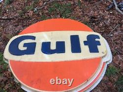 Original Gas station Gulf Sign Double Sided With Metal Pole