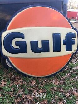 Original Gas station Gulf Sign Double Sided With Metal Pole