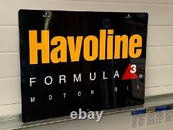 Original Havoline Formula 3 Motor Oil Double Sided Metal Sign Gas Soda Near NOS