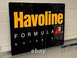 Original Havoline Formula 3 Motor Oil Double Sided Metal Sign Gas Soda Near NOS
