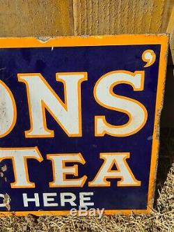 Original Lyons Tea Double Sided Enamel Advertising Sign, c. 1930, Bruton, London