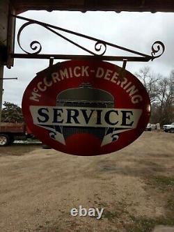 Original McCormick Deering Service Porcelain Double Sided Sign with Hanger