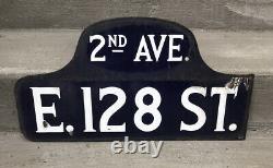Original New York city Street Sign 1920s. Double Sided, Porcelain, Hump Back