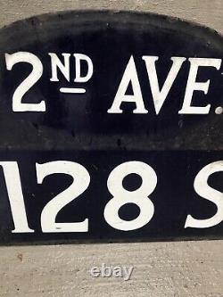 Original New York city Street Sign 1920s. Double Sided, Porcelain, Hump Back