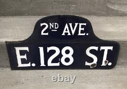 Original New York city Street Sign 1920s. Double Sided, Porcelain, Hump Back