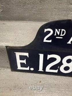 Original New York city Street Sign 1920s. Double Sided, Porcelain, Hump Back