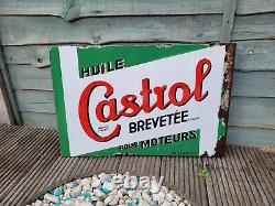 Original Plaque Emaillee Flange Double Sided Castrol Enamel Sign 24 x 16