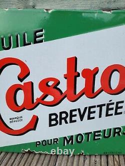 Original Plaque Emaillee Flange Double Sided Castrol Enamel Sign 24 x 16