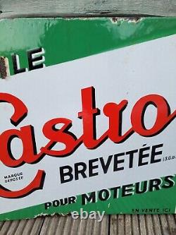 Original Plaque Emaillee Flange Double Sided Castrol Enamel Sign 24 x 16