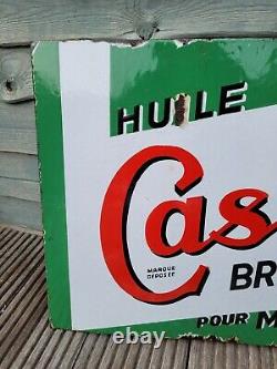 Original Plaque Emaillee Flange Double Sided Castrol Enamel Sign 24 x 16