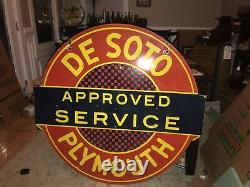 Original Plymouth De Soto Service Double Sided Porcelain Sign