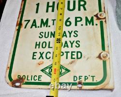Original Porcelain Double Sided Parking Sign Police Department California AAA