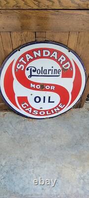 Original Porcelain Double Sided Standard Motor Oil Polarine Sign