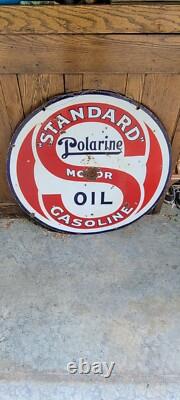 Original Porcelain Double Sided Standard Motor Oil Polarine Sign