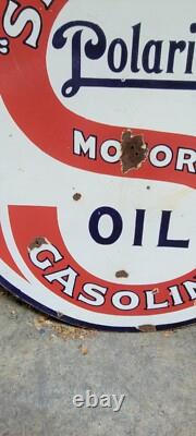 Original Porcelain Double Sided Standard Motor Oil Polarine Sign