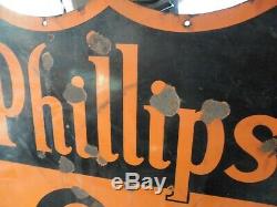 Original Porcelain Phillips 66 Sign Veribrite Signs Chicago 47 Double Sided