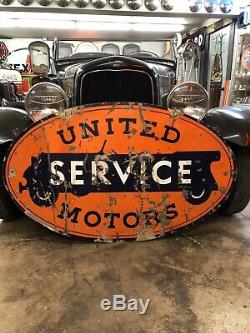Original Porcelain United Motors Service 28.5 X 48 Double Sided Sign