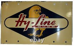 Original Rare Hy Line Chicken Seed Porcelain Double Sided Sign vintage
