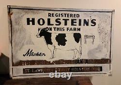 Original Registered Holsteins Cow Farm double sided Sign 24 x 36
