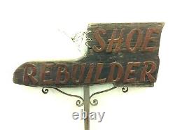 Original Shoe Sign Custom Old Copper Lettering Shoe Rebuilder Wood Double Sided