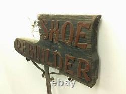 Original Shoe Sign Custom Old Copper Lettering Shoe Rebuilder Wood Double Sided