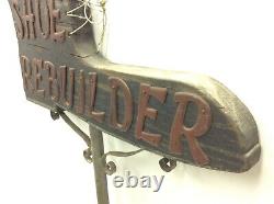 Original Shoe Sign Custom Old Copper Lettering Shoe Rebuilder Wood Double Sided