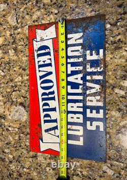 Original Sign Lubrication Service Approved DS Double Sided Gas Station Oil USA