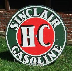 Original Sinclair HC Double-sided Porcelain Sign 48 Inch, Nice Vintage Condition