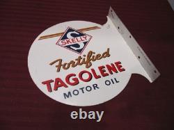 Original Skelly Fortified Tagolene Motor Oil Sign Double Sided DONASCO 1947
