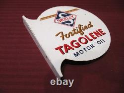 Original Skelly Fortified Tagolene Motor Oil Sign Double Sided DONASCO 1947