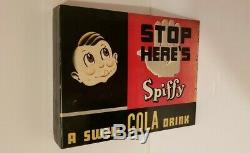 Original Spiffy Cola Double Sided Advertising Sign Gas Oil Soda General Store