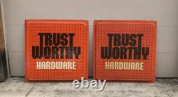 Original TRUSTWORTHY HARDWARE Original Double Sided Lighted Sign Used Tool Nail