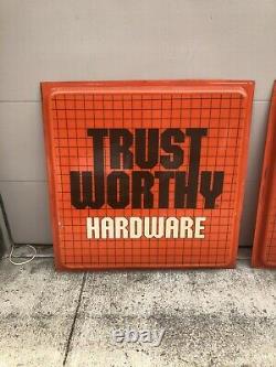 Original TRUSTWORTHY HARDWARE Original Double Sided Lighted Sign Used Tool Nail