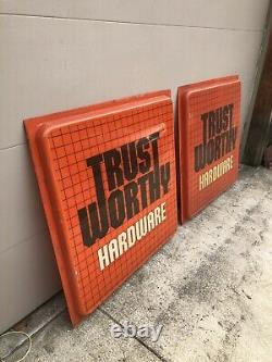 Original TRUSTWORTHY HARDWARE Original Double Sided Lighted Sign Used Tool Nail