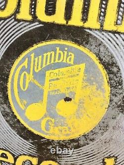Original Vintage Columbia Records 28 Porcelain Double-Sided Advertising Sign