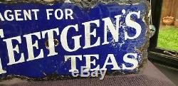 Original Vintage Enamel Sign Teetgens Tea Double Sided