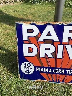 Original Vintage Enamel Sign for Park Drive Double Sided 1930s Early One