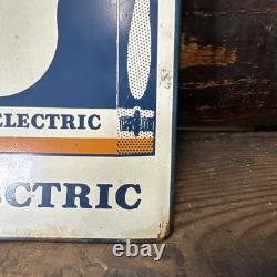 Original Vintage GE Light Bulbs Display Sign Metal Double Sided
