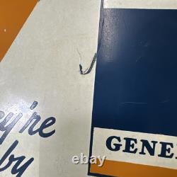 Original Vintage GE Light Bulbs Display Sign Metal Double Sided