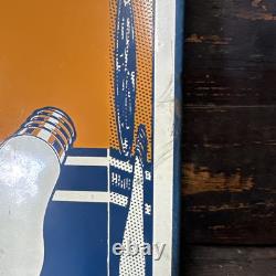 Original Vintage GE Light Bulbs Display Sign Metal Double Sided