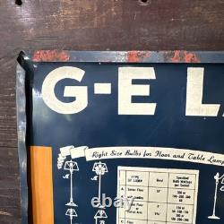 Original Vintage GE Light Bulbs Display Sign Metal Double Sided