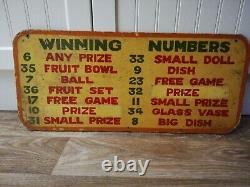 Original Vintage Hand Painted Double Sided Fairground Sign'winning Numbers