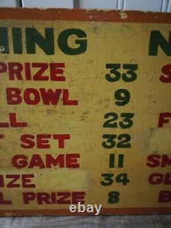 Original Vintage Hand Painted Double Sided Fairground Sign'winning Numbers