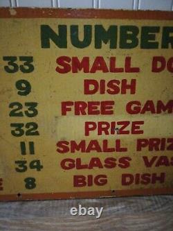 Original Vintage Hand Painted Double Sided Fairground Sign'winning Numbers