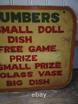 Original Vintage Hand Painted Double Sided Fairground Sign'winning Numbers