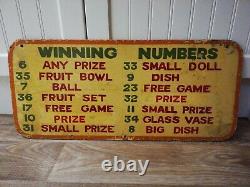 Original Vintage Hand Painted Double Sided Fairground Sign'winning Numbers